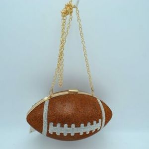 Brown Rhinestone Crystal Football Purse